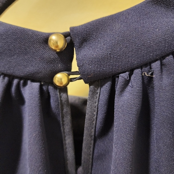 JILL LINDSEY Logan Navy Blue Quarter Sleeves Relaxed Fit Mock Neck Mini… - Picture 7 of 15